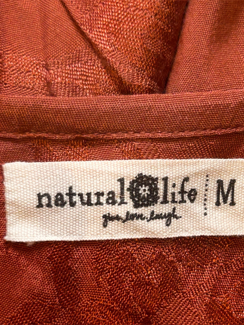 Natural Life Boho Babydoll Tunic Dress Burnt Orange Jacquard Peasant M - Picture 2 of 8